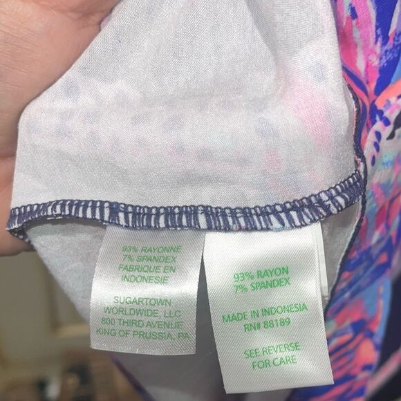 Lilly Pulitzer Sophie UPF 50+ Dress Bright Navy Palms Up - Size XS‎ - Picture 9 of 10